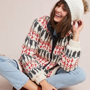 Anthropologie | Sleeping on Snow Fair Isle Sherpa Intarsia Sweater Jacket